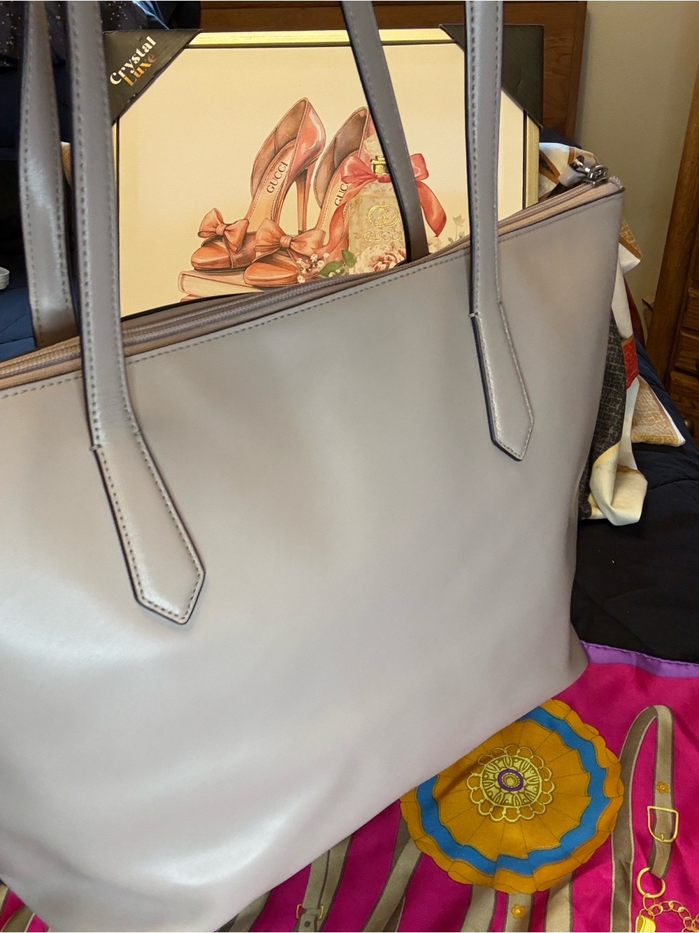 kate spade Pale Pink Leather Tote with Bow Charm Accent - Picture 12 of 16